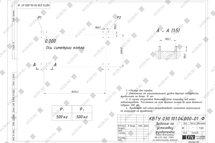 Котел на угле дровах 0.35 МВт с ОУР фундамент