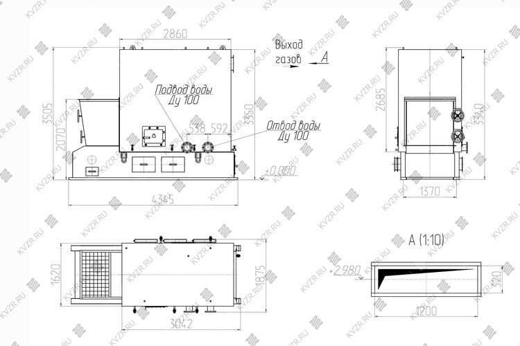 Чертеж котла КВм 1.5 с ТЛПХ