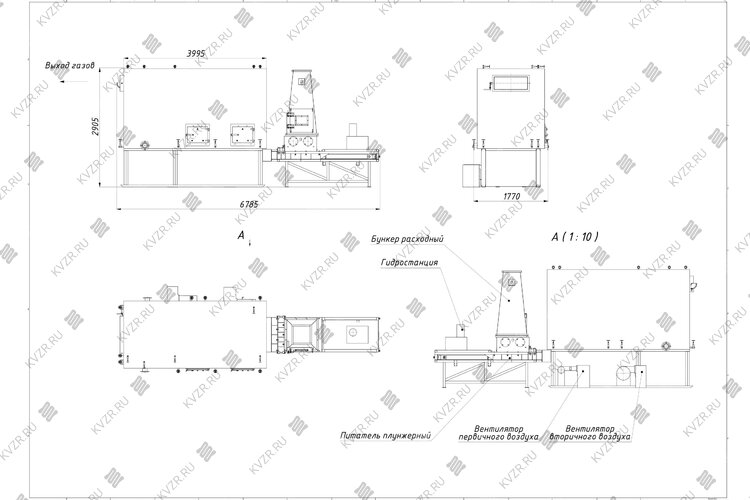 Чертеж котла 1450 кВт на щепе